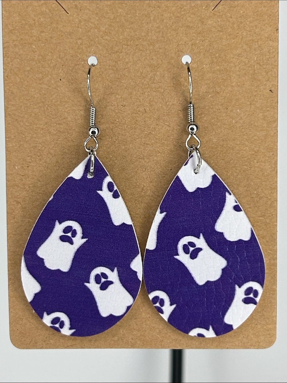 Mini Faux Leather Teardrop Earrings Halloween Ghost Fashion Jewelry